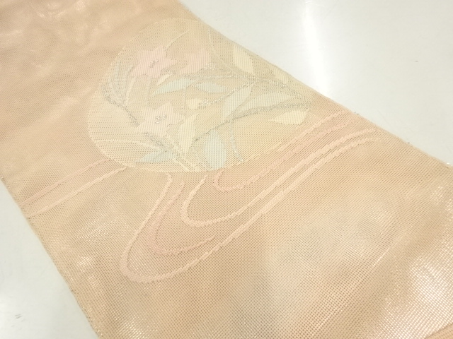 JAPANESE FUKURO OBI FOR SUMMER / WOVEN BALLOON FLOWER